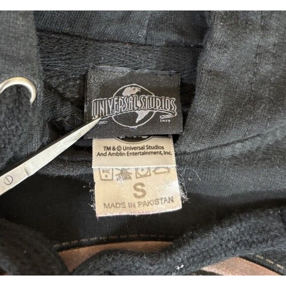 Vintage Universal Studios Jurassic Park Ride Embroidered Black Hoodie Size Small - Picture 10 of 13